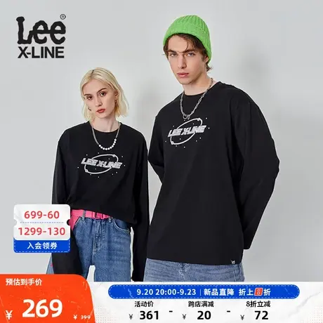 LeeXLINE23秋冬新品舒适版黑色男女同款长袖T恤LUT0072353RX-K11商品大图