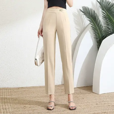 气质休闲小西裤女夏季2023新款显瘦通勤直筒小脚裤时尚九分烟管裤图片