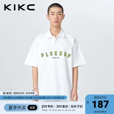 kikcpolo衫男2023春夏新款商场同款字母刺绣宽松半袖翻领拉链短袖图片