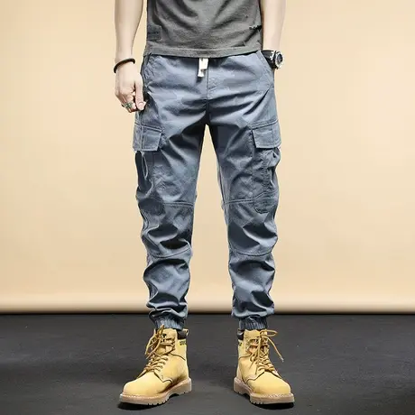 工装裤男士春季宽松束脚裤哈伦2022春秋款潮牌男士休闲长裤子潮流商品大图