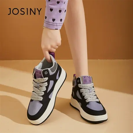 Josiny/卓诗尼aj女鞋高帮鞋子女2024年新款春季厚底板鞋女款软底商品大图