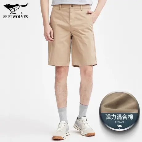 七匹狼狼族生活冰丝混合棉直筒休闲短裤2023夏季时尚透气五分裤男图片