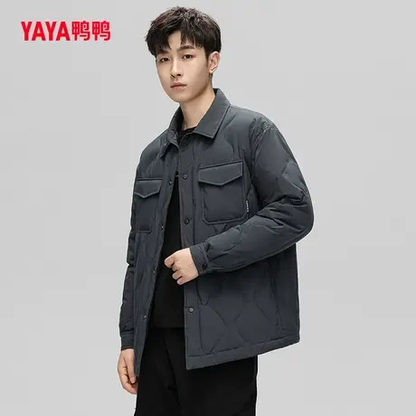 鸭鸭羽绒服男2023年秋季新款翻领轻薄款修身短款保暖运动外套W图片
