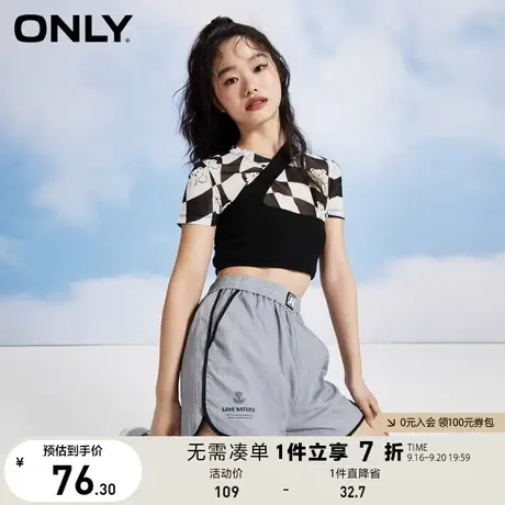 ONLY奥莱夏季通勤风休闲运动阔腿短款休闲裤女商品大图