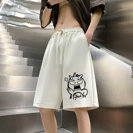 冰感短裤男夏季透气五分裤子青春时尚潮牌微弹宽松男生运动休闲裤商品大图