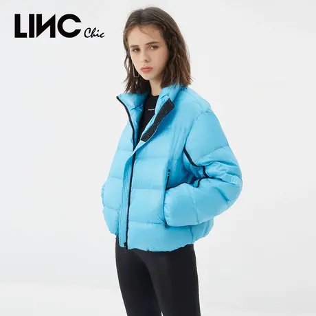 商场同款LINC金羽杰2023年冬新款反季断码立领短款羽绒服女面包服商品大图