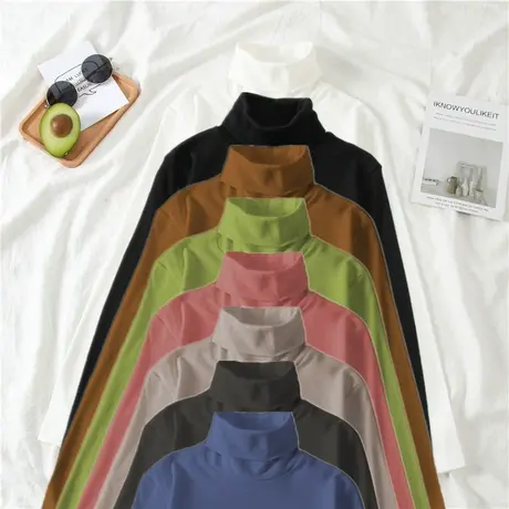 打底衫春秋冬黑色长袖内搭半高领韩版百搭t恤2023年新款女装上衣图片