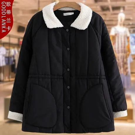 中年胖妈妈冬装中长款羽绒棉服女加大码宽松棉袄加厚保暖棉衣外套商品大图