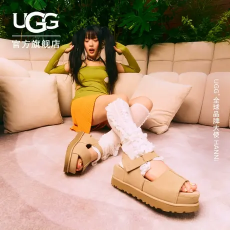 UGG夏季新款女士炫金系列厚底露趾魔术贴休闲凉鞋明星同款1167356图片
