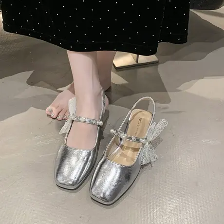 法式方头高跟鞋女2025新款夏季配裙子温柔仙女风凉鞋粗跟气质鞋子商品大图