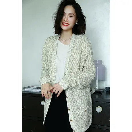 2023秋冬新款女装时尚高级羊驼毛小香风女士羊驼毛女士开衫商品大图