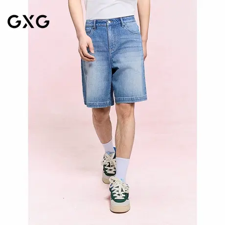 GXG男装 直筒版型牛仔短裤通勤简约休闲裤男五分裤 25年夏季新品商品大图