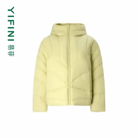 [专柜同款]Yifini/易菲短款连帽白鸭绒保暖羽绒服女外套冬新商品大图