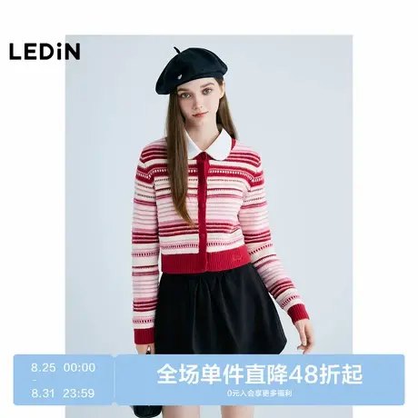 【商场同款】乐町条纹圆领线开衫25年春季新款毛衣外套C1EDF1223图片