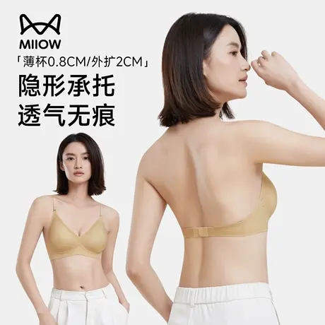 猫人内衣女外扩粉底液隐形聚拢小胸显大漫画胸挂脖美背无痕文胸罩商品大图