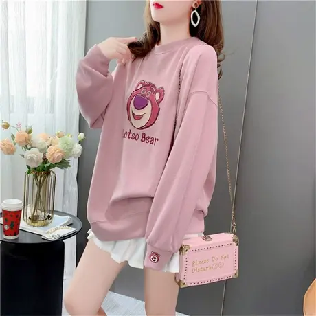 韩版卡通刺绣圆领卫衣女秋季2022年新款宽松时尚洋气减龄长袖上衣商品大图