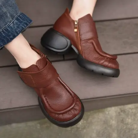 Artmu阿木原创复古厚底短靴马丁靴女2023新款踝靴真皮粗跟单靴图片