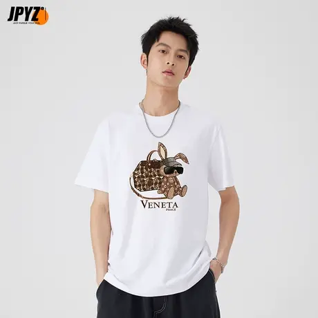 男士夏天短袖t恤潮牌体恤冰感纯棉国潮重工刺绣上衣情侣装打底衫商品大图