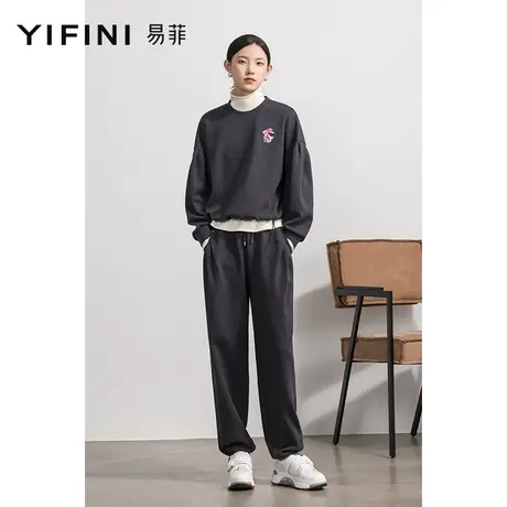 Yifini/易菲休闲运动宽松卫裤女春秋新款通勤百搭束脚长裤商品大图