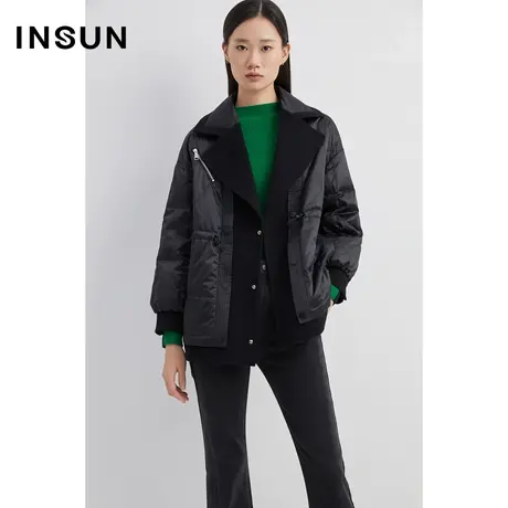 INSUN恩裳线上专选冬季拼接感干练气质羽绒服图片