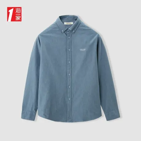 海一家扣领尖领长衬2023秋季新款青春活力时尚男士长袖衬衫图片