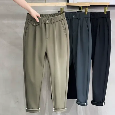 2023春秋季垂感显瘦9九分小西裤男士英伦免烫直筒小脚裤休闲裤子商品大图