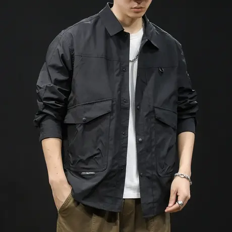 翻领夹克男外套春秋潮牌男装工装大码男款上衣男士冲锋衣2024新款图片