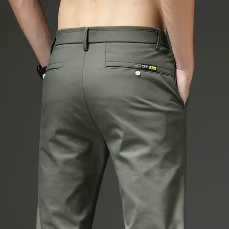 春秋款春装男裤2024年新款潮男士休闲长裤直筒宽松夏季军绿色裤子商品大图