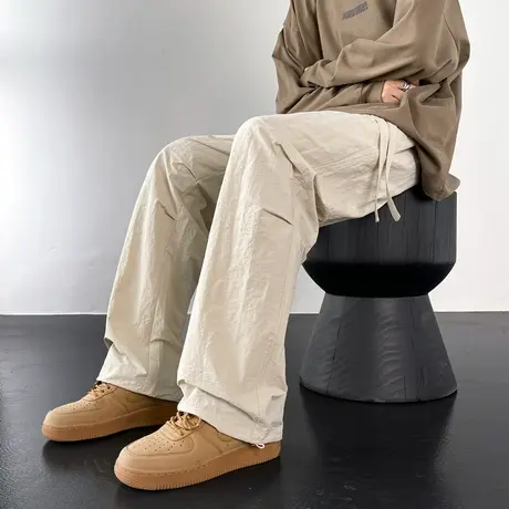 伐木工装裤男款秋季美式高街痞帅阔腿裤子青少年宽松直筒休闲长裤商品大图