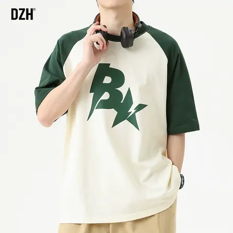 男士印花短袖t恤男潮牌夏季宽松圆领上衣2023新款纯棉半袖体恤衫商品大图