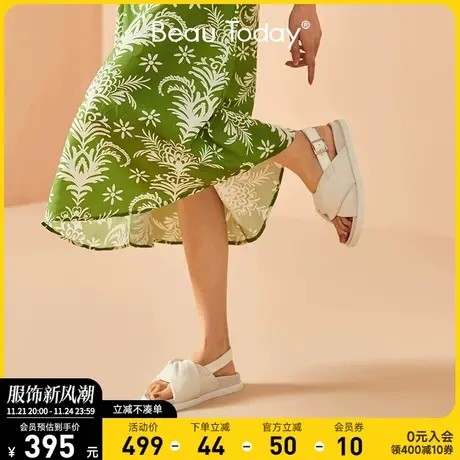 BeauToday凉鞋女2024夏季新款BT法式凉鞋平底交叉带凉鞋时装凉鞋商品大图