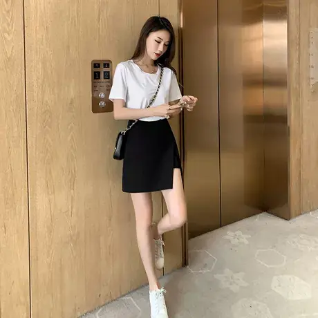 开叉半身裙女春秋裙裤a字裙设计感高腰假两件裤裙西装短裙一步裙图片