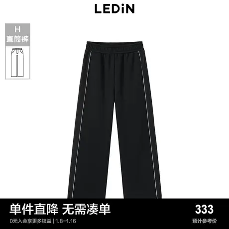 【商场同款】乐町拼接直筒裤女秋冬新款休闲裤子C3GHD4612商品大图
