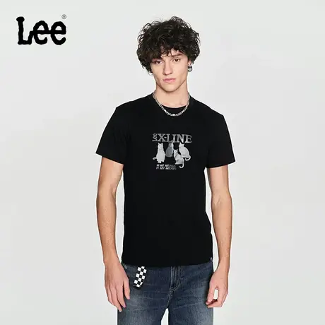 Lee24早春新品标准版型字母印花棉质圆领男短袖T恤潮LMT0081174LE商品大图