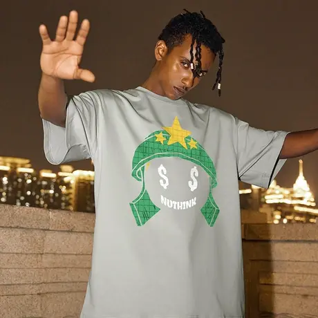 Nuthink日系卡通搞怪短袖T恤男潮牌潮流宽松大码趣味半袖男款夏季商品大图