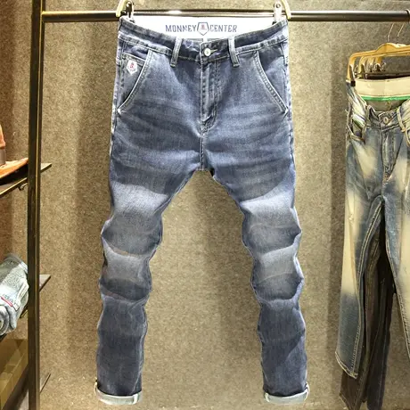 2024新款斜口袋设计款牛仔裤男弹力修身小脚裤时尚青年休闲裤子男商品大图