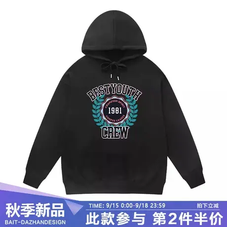 美式复古情侣秋冬宽松卫衣vintage潮牌慵懒风男女连帽上衣商品大图