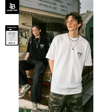 【k姐推荐】Lilbetter短袖2024新款圆领宽松印花美式潮牌T恤商品大图