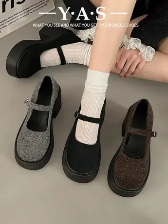 厚底浅口高跟鞋女2024春季新款复古软底玛丽珍鞋百搭圆头气质单鞋图片