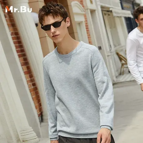 MrBu布先生休闲长袖羊毛衫男 冬季简约基础纯色针织衫KT01003断码商品大图