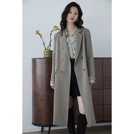 嘉茱莉2023年秋季新款长款西装外套女中长款西装风衣职场轻熟风图片
