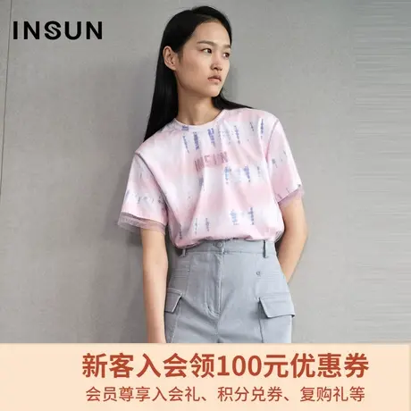 恩裳商场同款夏季通勤简约时尚圆领字母印花T恤女短袖图片