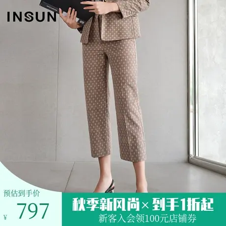 恩裳春季西裤女波点直筒裤宽松烟管裤子九分时尚西装裤商品大图