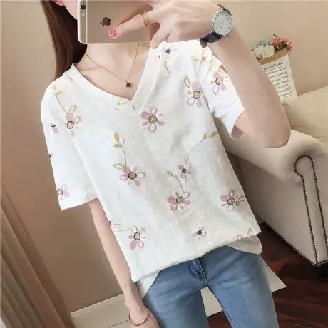 春夏季新款ins短袖t恤女2023宽松bf慵懒风韩版百搭mschf女上衣服商品大图