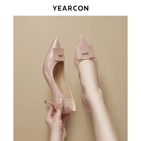 意尔康女鞋2023年春季新款真皮气质尖头细高跟鞋休闲工作单鞋女图片