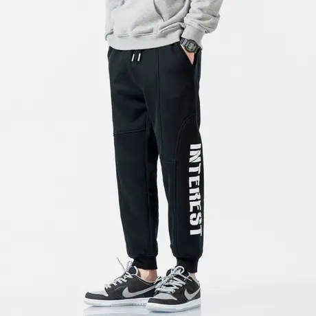 卫裤男士百搭韩版潮流休闲裤子冬宽松直筒束脚运动裤加绒加厚保暖商品大图