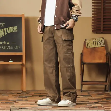 男裤潮流秋冬季直筒工装裤男款裤子男士大码时尚休闲裤宽松男款商品大图