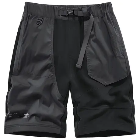 VIP拼接机能短裤男夏季宽松针织卫裤运动休闲五分裤设计感中裤子图片