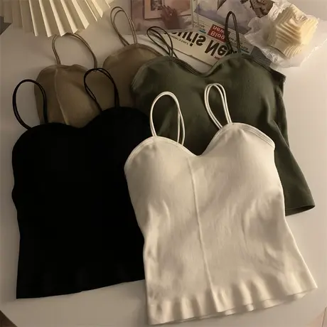 小吊带背心女内搭外穿夏季美背文胸一体式内衣西装打底带胸垫上衣商品大图