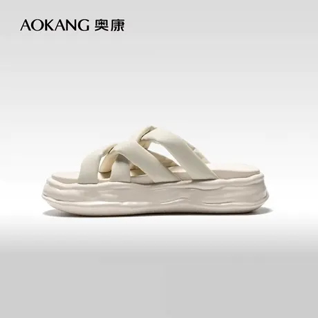 奥康女鞋潮流夏季气质时尚休闲女凉鞋溶解底厚底凉拖夏季外穿增高图片